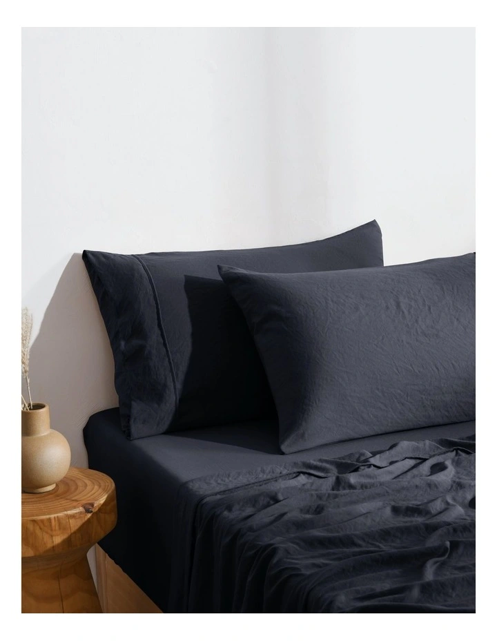 Superfine Washed Microfibre Standard Pillowcase Twin Pack in Navy