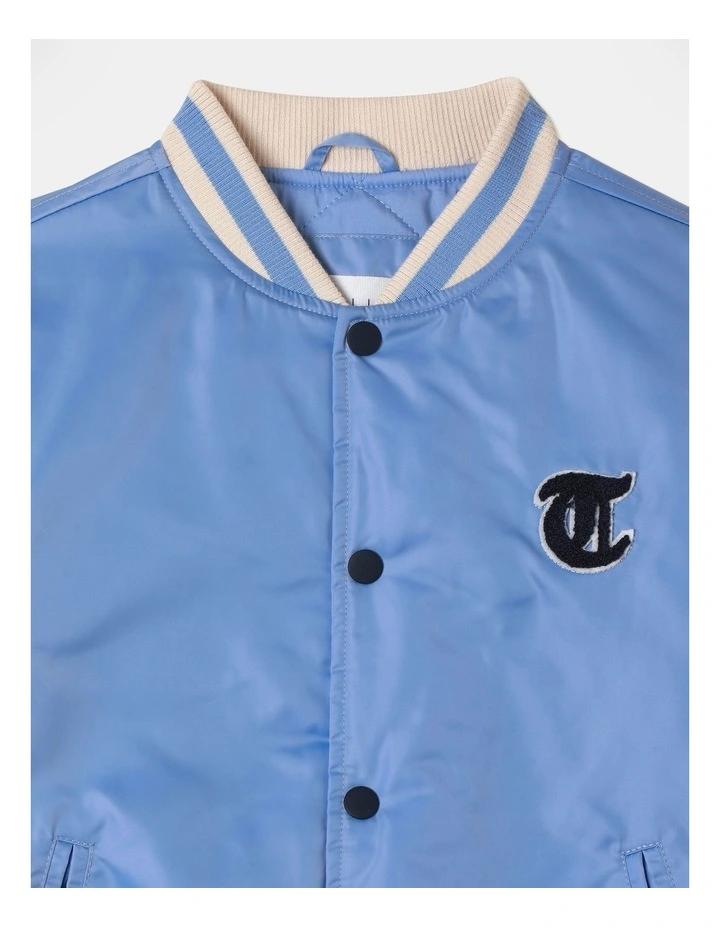 Satin Bomber Jacket in Light Blue