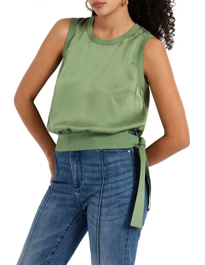 Just Like Me Silk Top in Olive