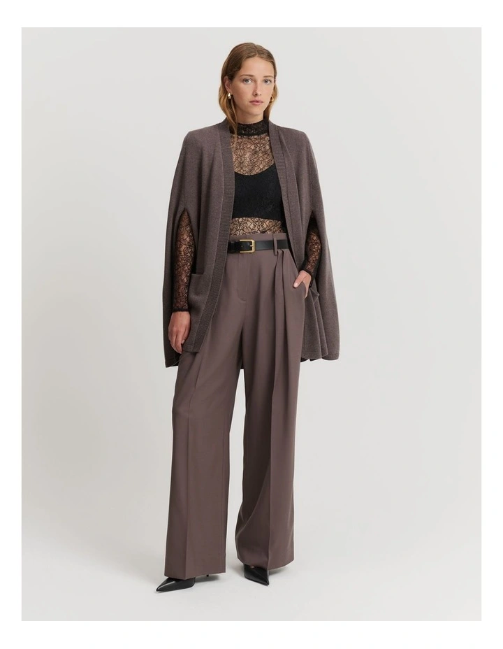 Organically Grown Cotton Blend Pocket Cape in Truffle