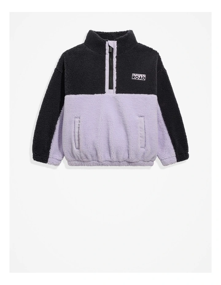 Recycled Polyester Sherpa Sweat Top in Lilac Multi