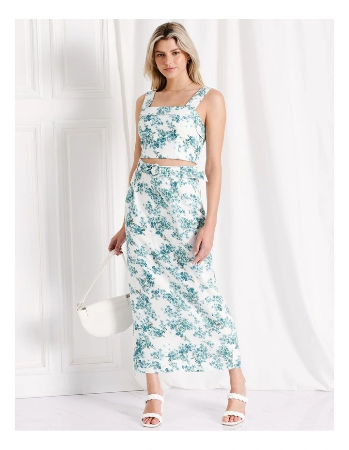 Co-Ord European Linen Blend Bustier Top in Teal