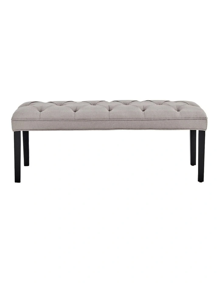 Cate Button-Tufted Upholstered Bench in Light Grey