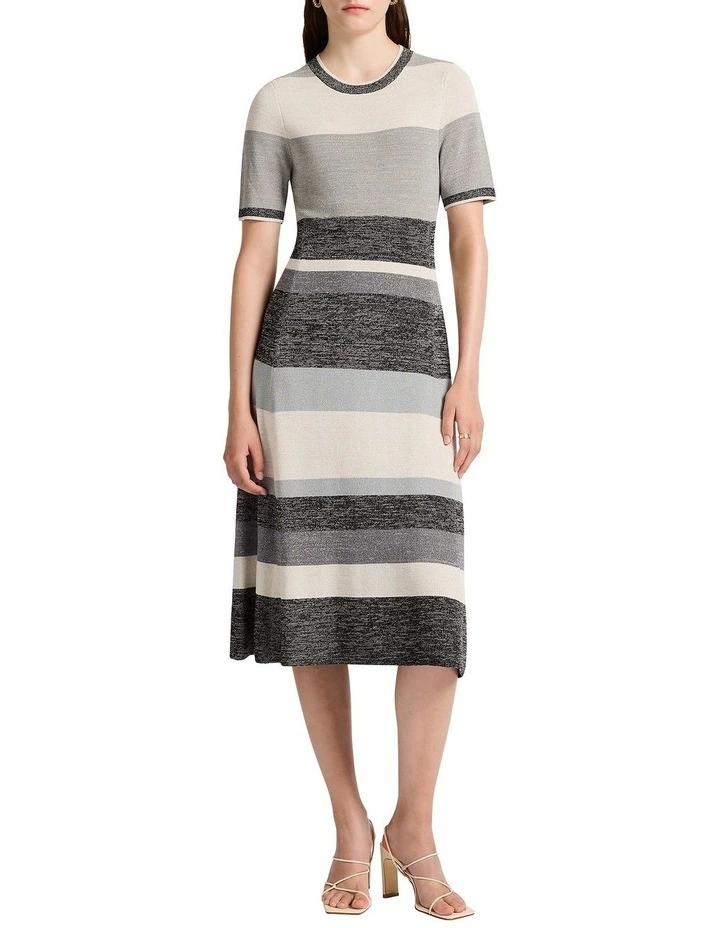 Knit's My Life Dress in Grey Multi