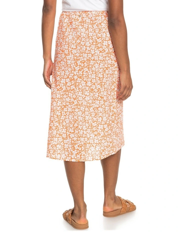 Shelly Beach Again Midi Skirt in Tangerine
