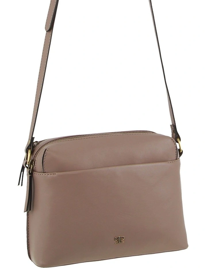 Leather Crossbody Bag in Taupe
