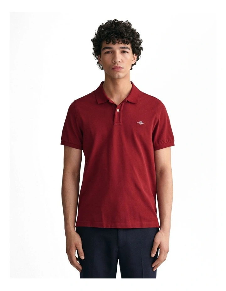 Regular Fit Shield Pique Polo Shirt in Plumped Red