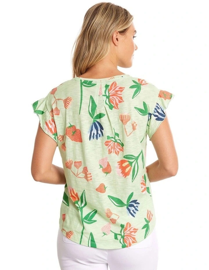 Frill Sleeve Tee in Botanica