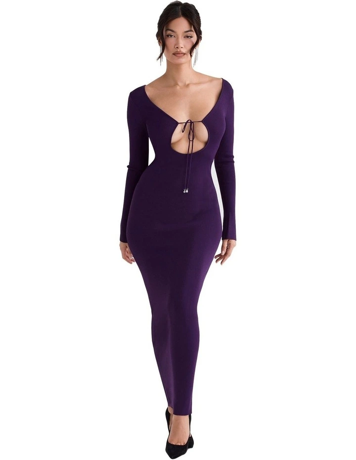 Keana Ribbed Knit Maxi Dress in Purple