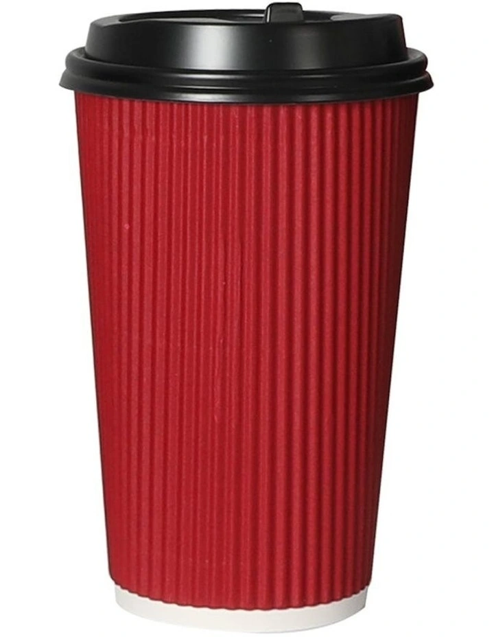 16oz Disposable Triple Wall Takeaway Coffee Paper Cups with Lids 1000 Piece in Red