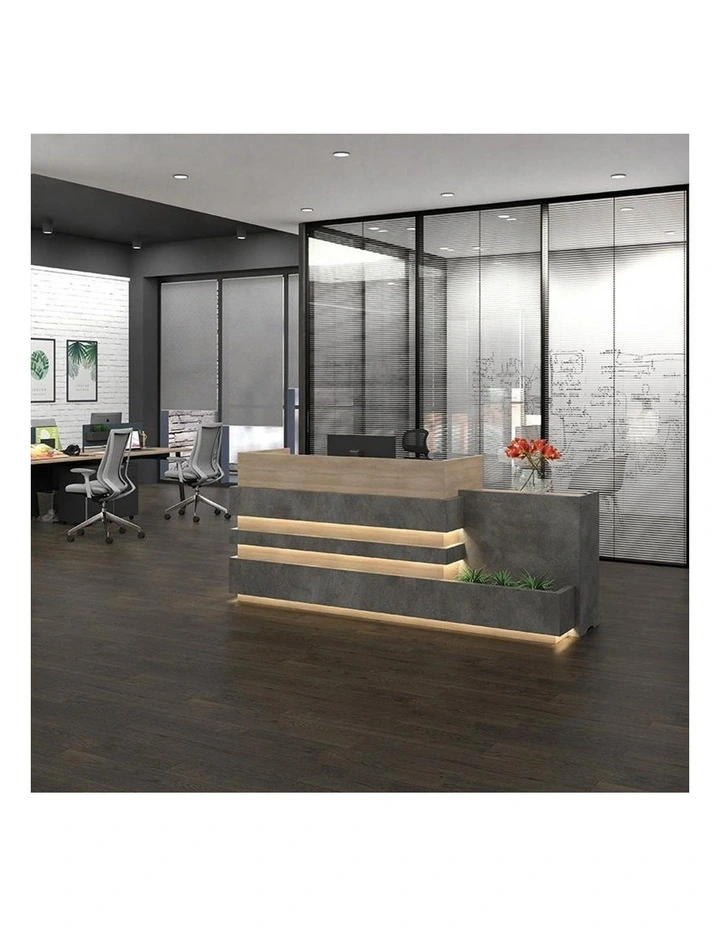 Keran Reception Desk 2.44M Right Panel Acacia & Carbon Grey Colour