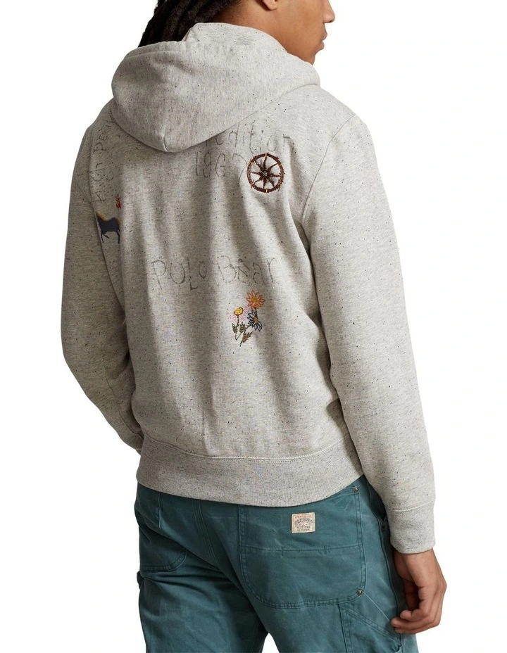 Polo Bear Fleece Hoodie in Grey