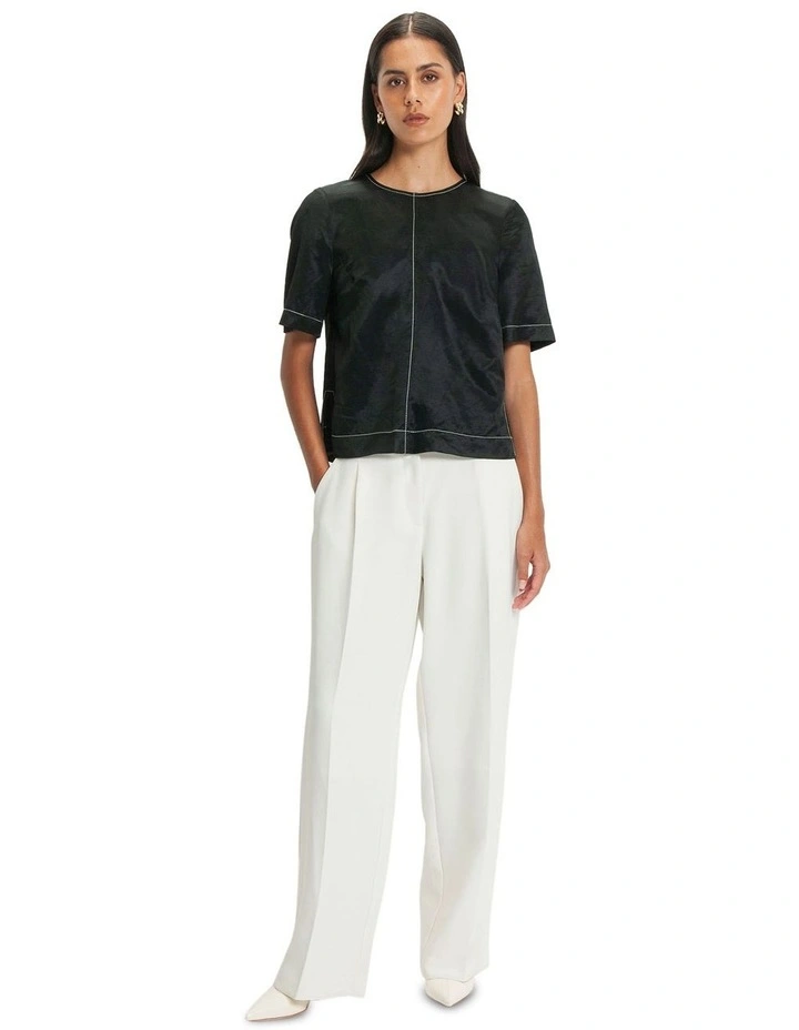 Twill Wide Waistband Pant in Ivory