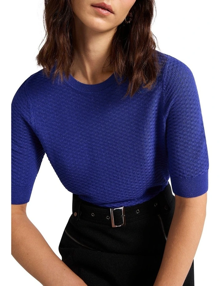 Shimmer Holiday Knit Top in Ultramarine