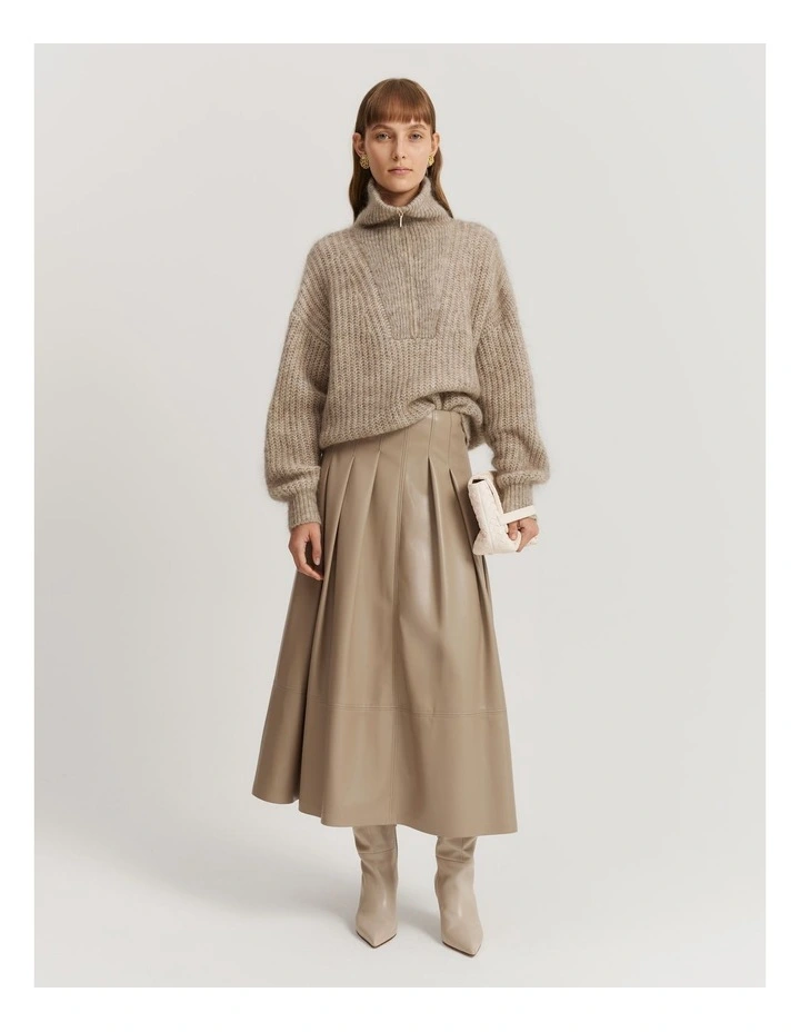Zip Detail Knit in Fawn Marle
