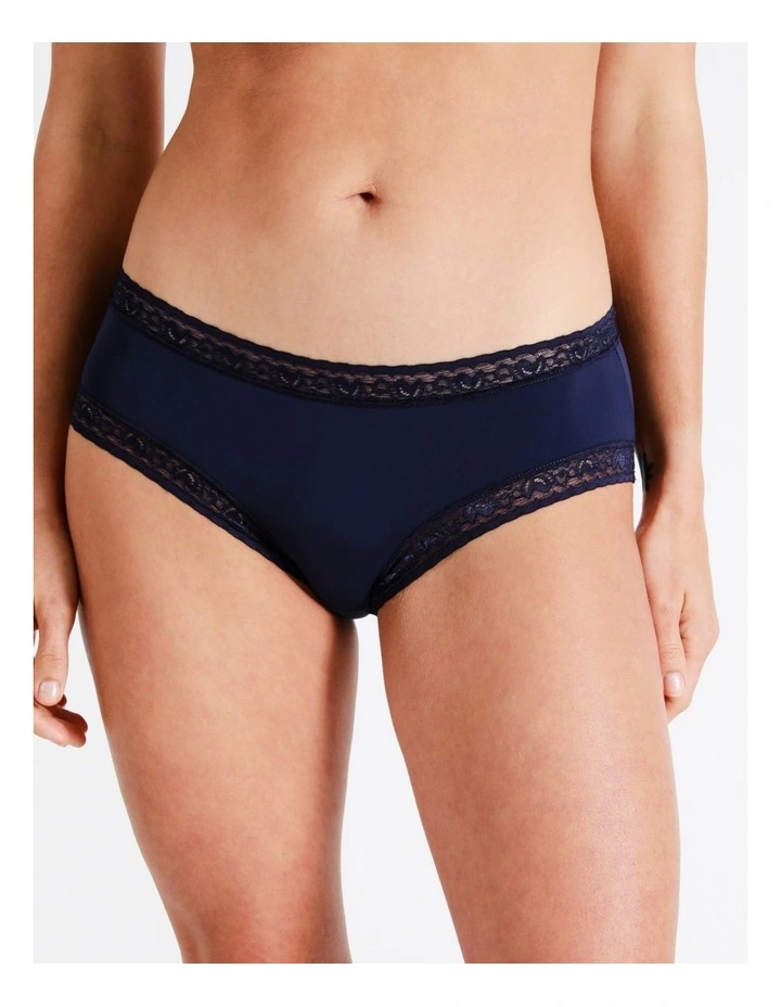 Smooth with Lace Boyleg Brief in Navy