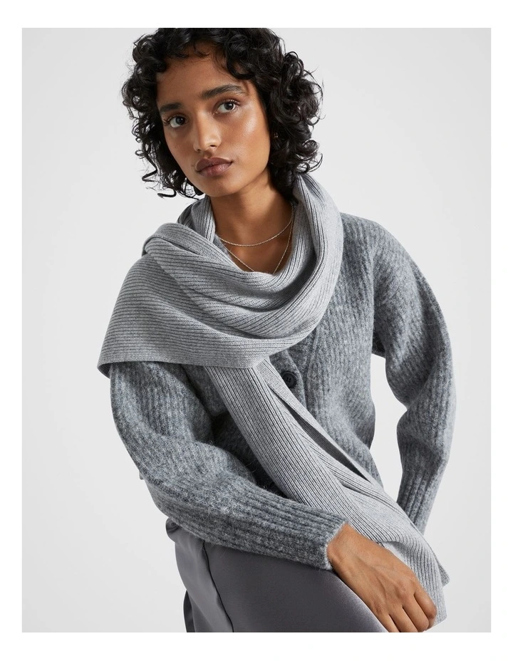 Rib Knit Scarf in Silver Marle