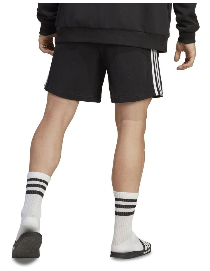 Essentials French Terry 3-Stripes Shorts in Black/White
