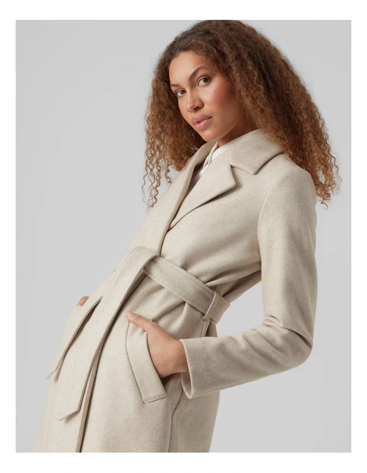 Fortuneaya Long Coat in Oatmeal Melange