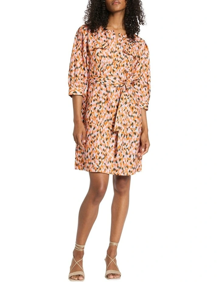Confetti Linen Dress in Cactus Multi