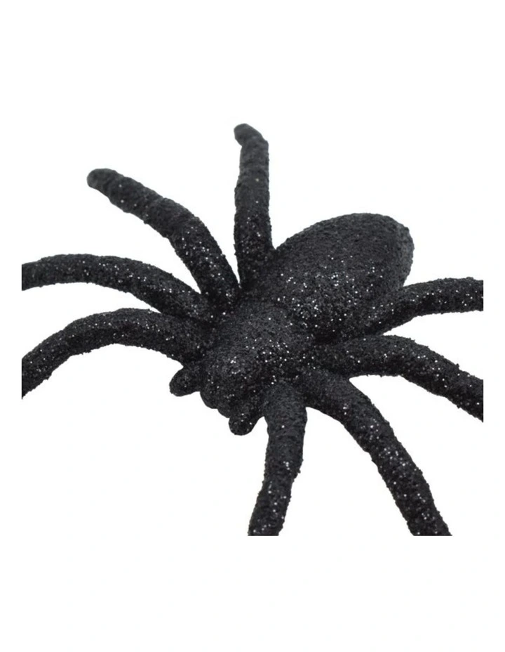 Halloween Glitter Spiders 6 Pack in Black