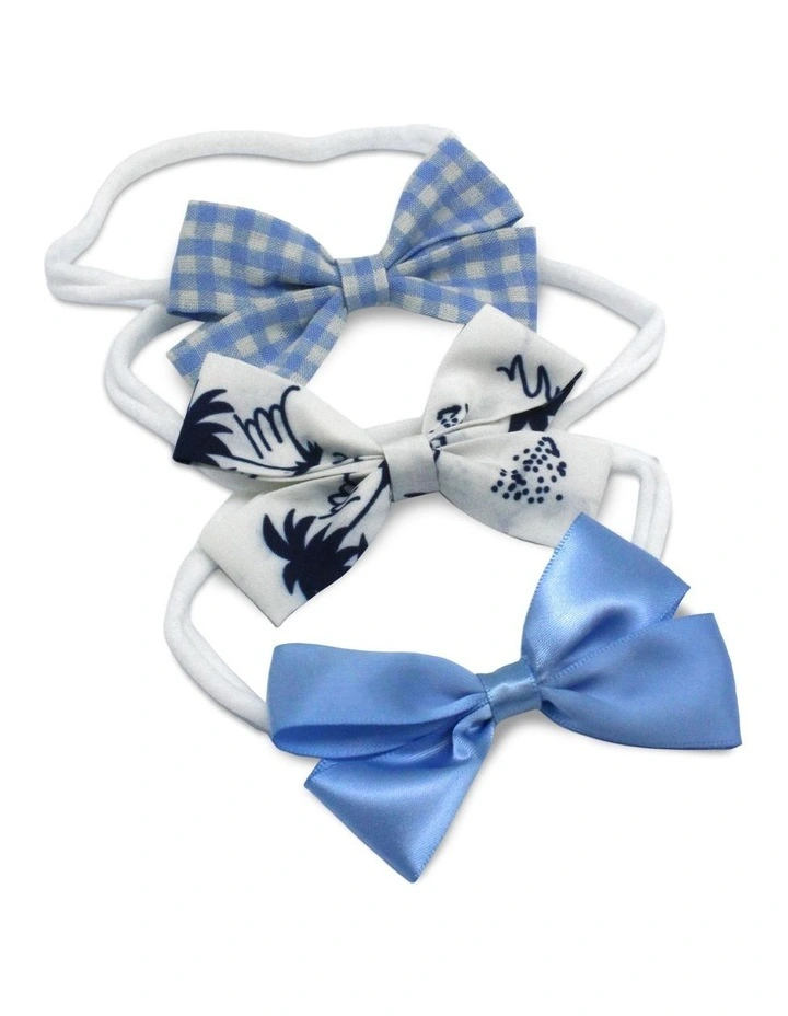 Nautical Bow Hair Wrap 3 Pack in White/Blue