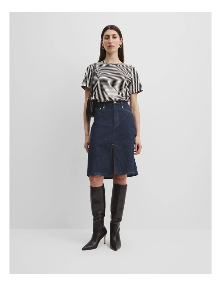 Australian Cotton Slim T-shirt in Black Stripe