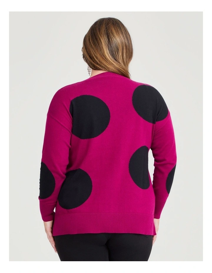 Cotton Large Spot Knit Jumper in Boysenberry