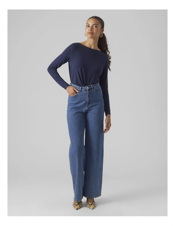 Ava Boatneck Top in Navy