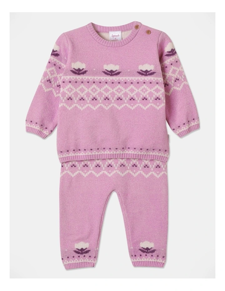 Chenille Top And Legging Set in Pink