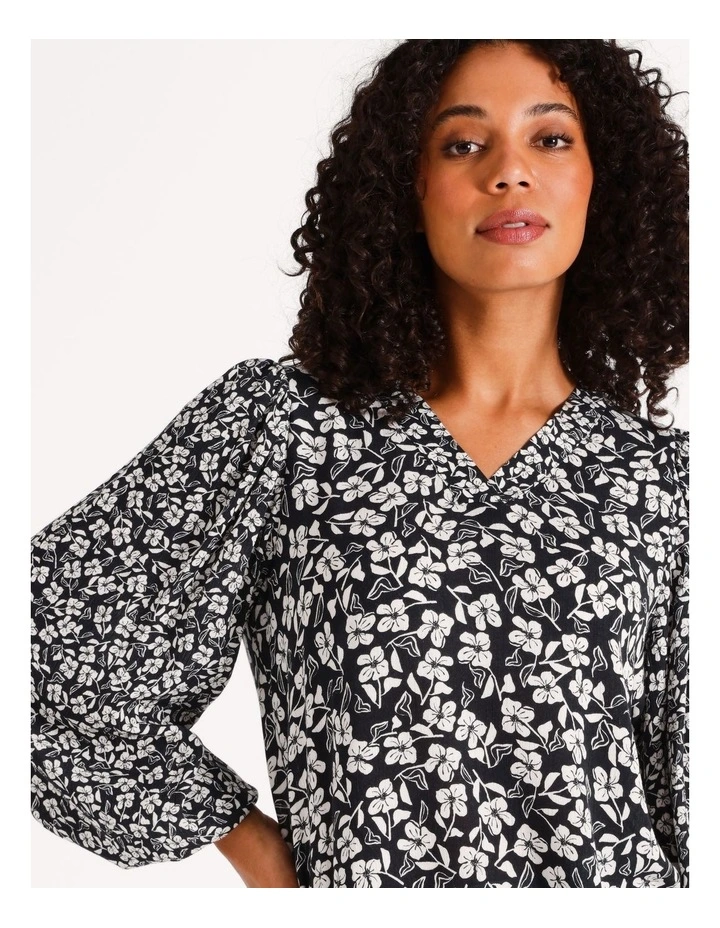 Eco Two Scale Printed Blouse in Black