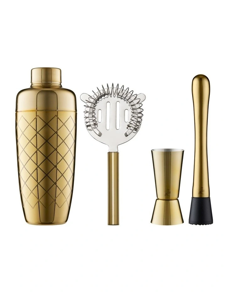 Cocktail & Co Lafayette Cocktail Set 4 Piece Gold Gift Boxed