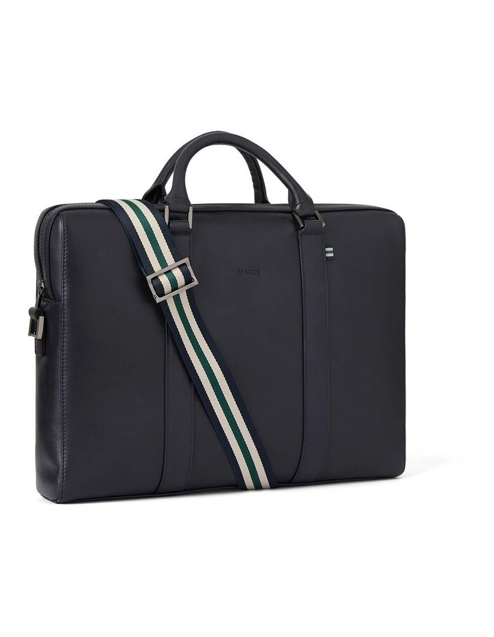 Colin Leather Breifcase in Navy