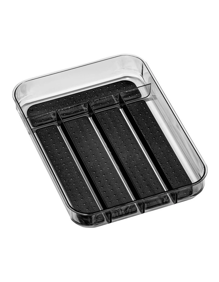 Clear Soft Grip Cutlery Tray 5 Compartment in Carbon