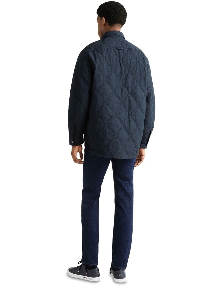 Nylon Solid Quilted Overshirt in Navy