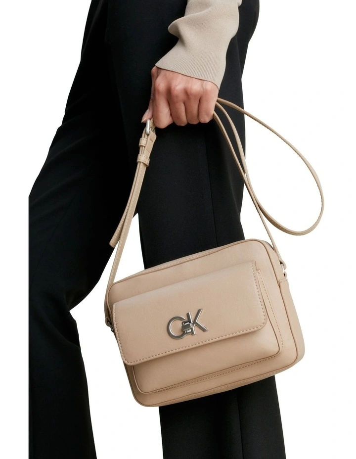 Re-Lock Camera With Flap Crossbody Bag in Brown