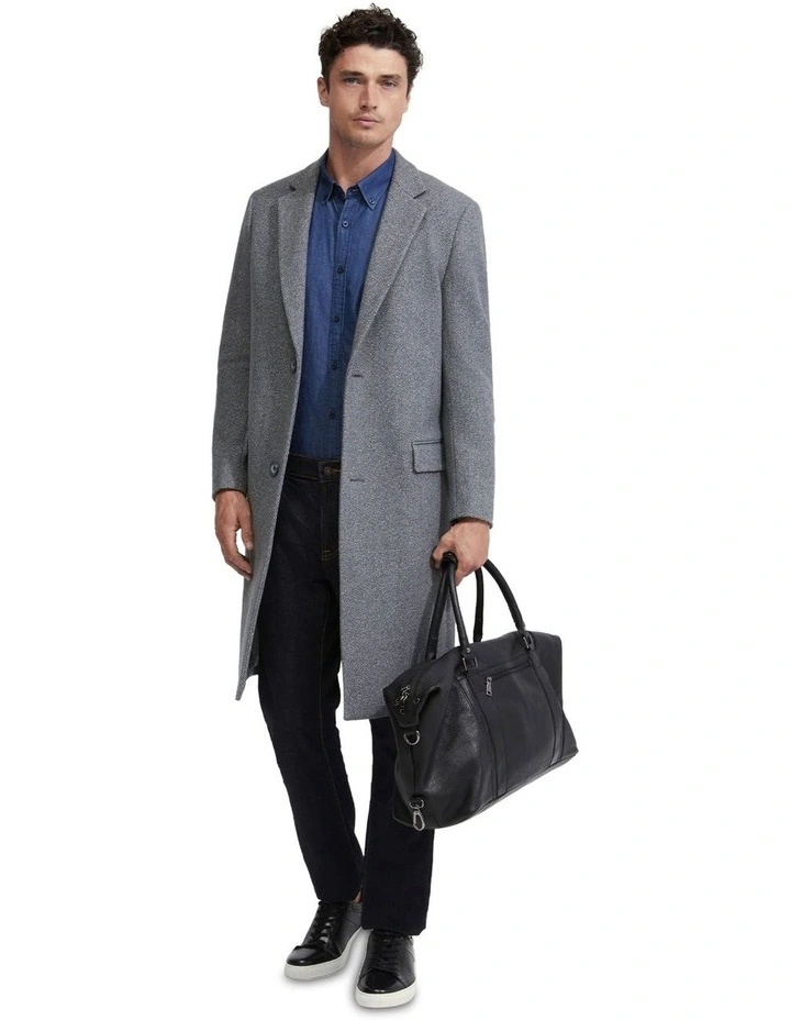 George Wool Rich Twill Overcoat in Grey
