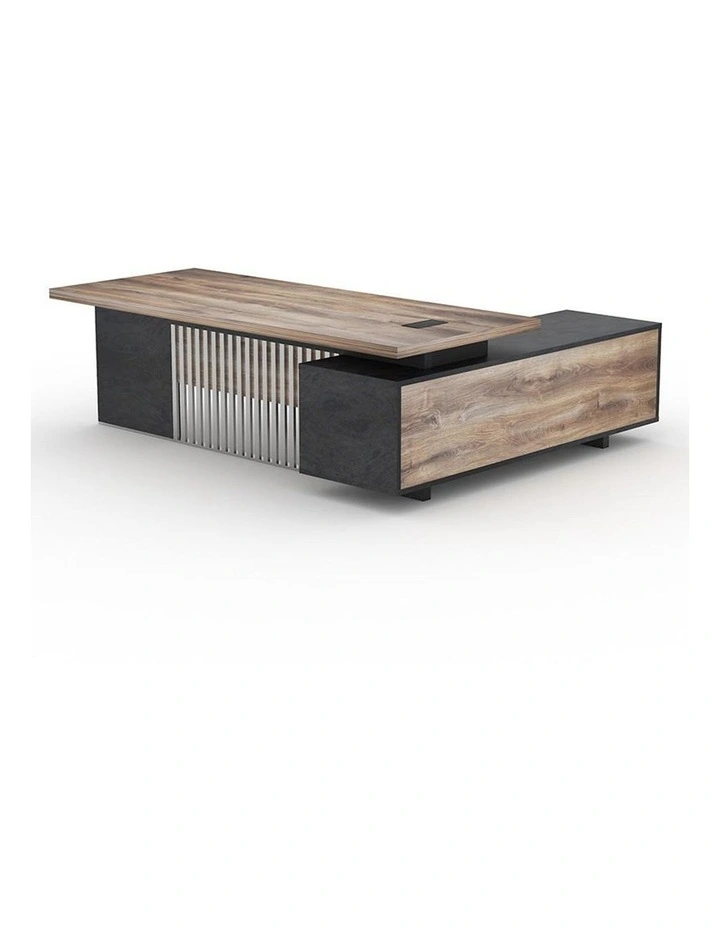 Daxton Executive Office Desk With Left Return 2.4M Mahogany Black