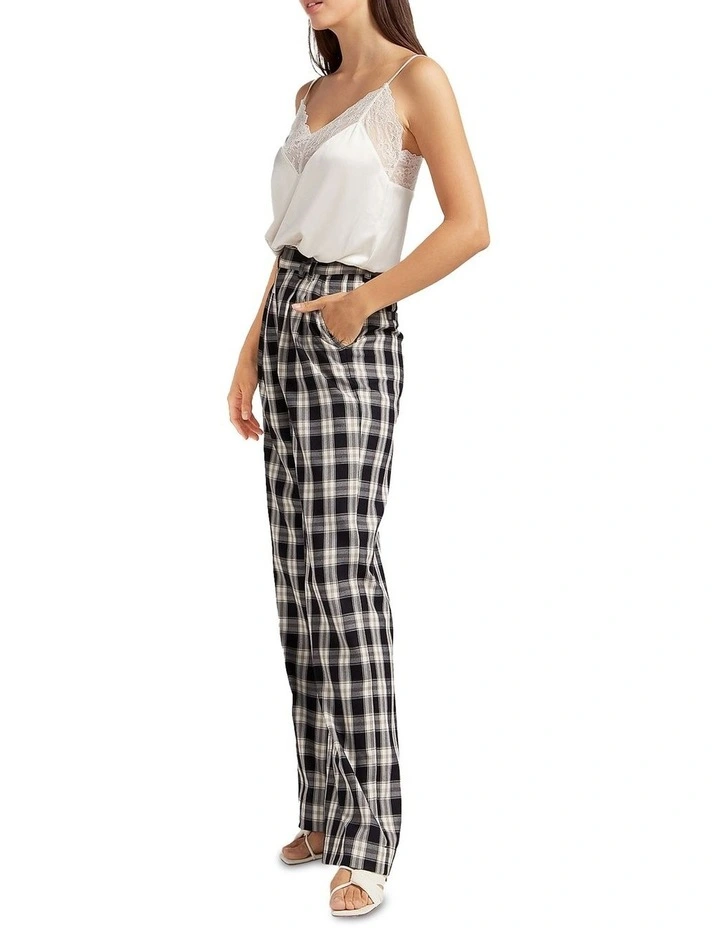 Dominoes Wide Leg Check Pant in Black Multi
