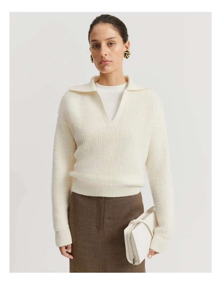 Boucle Collared Knit in Cream