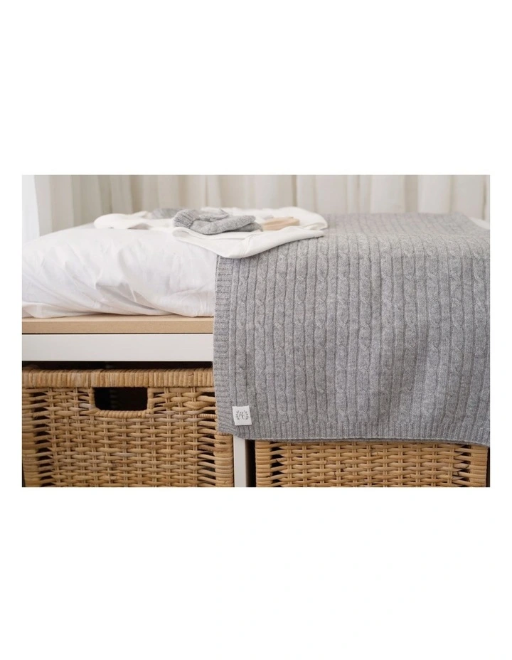 Cable Knit Baby Blanket in Grey