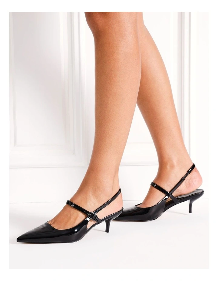 Tyra Heeled Shoe in Black Patent