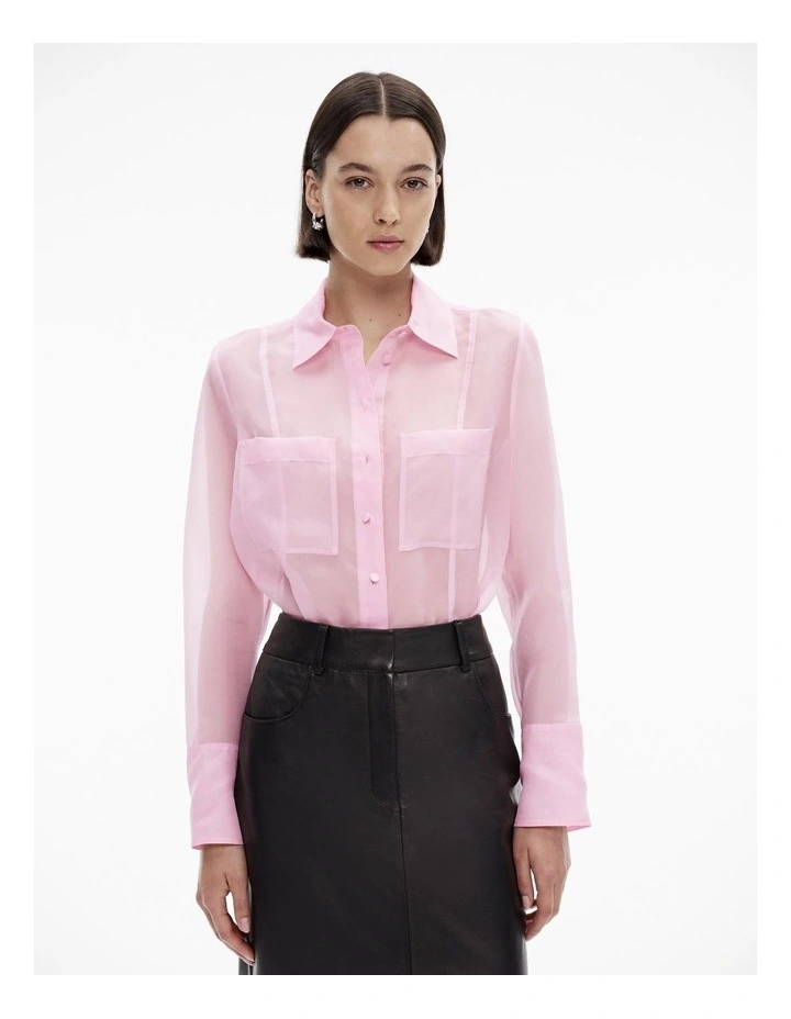 Silk Organza Shirt in Rose Pink