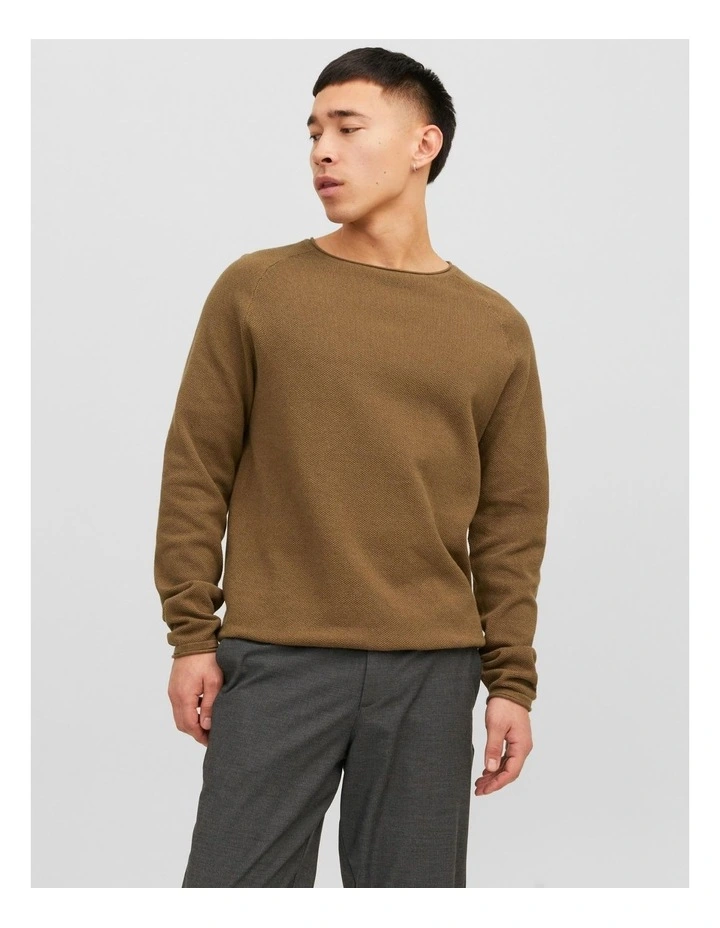 Hill Crew Neck Knit Sweater in Brown