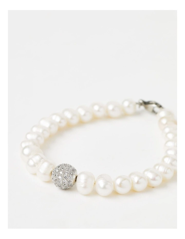 Freshwater Pearl Chain Toggle Bracelet Boxed Jewellery in Silver/Pearl