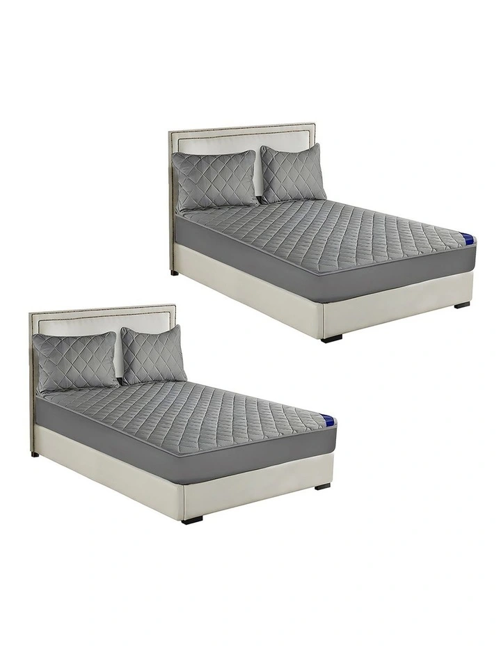 Bed Protector with Pillow Covers in Grey
