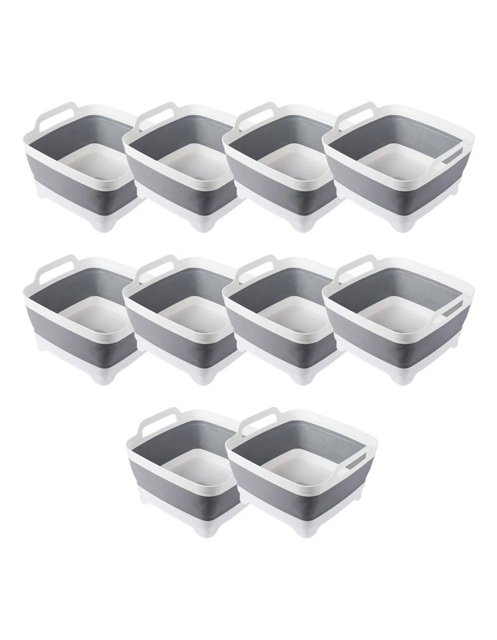 Collapsible Strainer Travel Basket 10 Pack in Grey/White