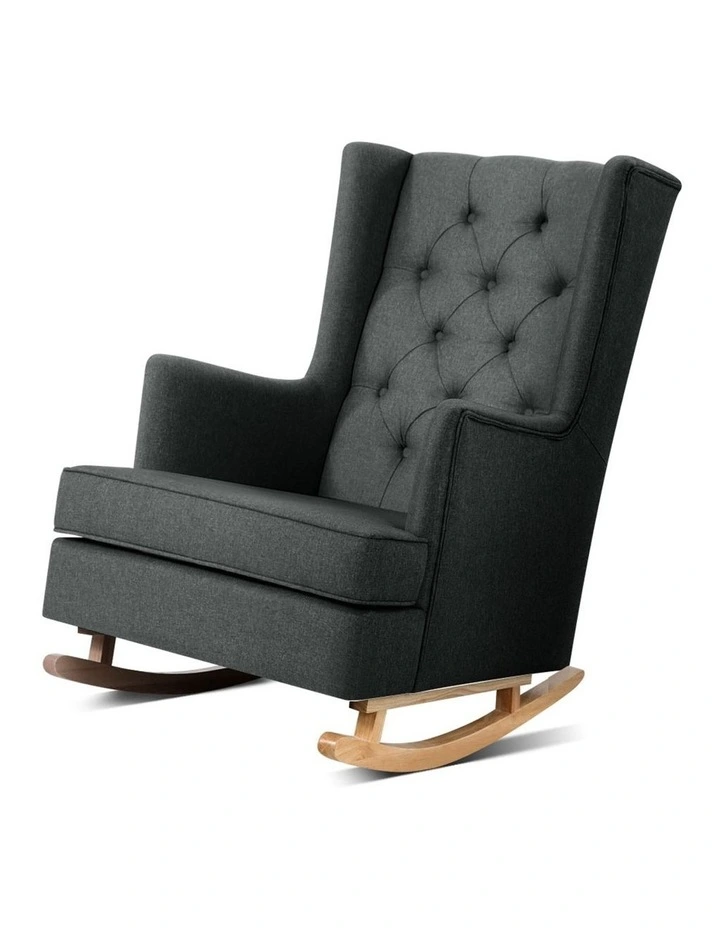 Rocking Armchair Feeding Chair Fabric Armchairs Lounge Recliner Charcoal