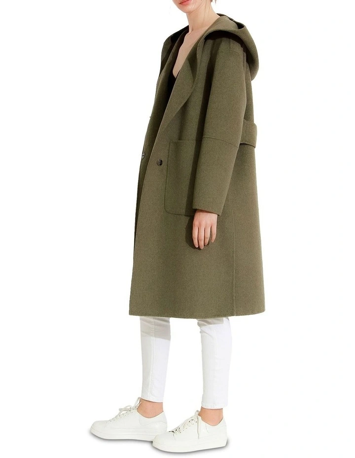 Walk This Way Wool Blend Oversized Coat in Green