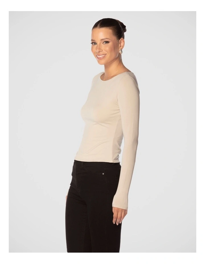 Alivia Boat Neck Top in Stone
